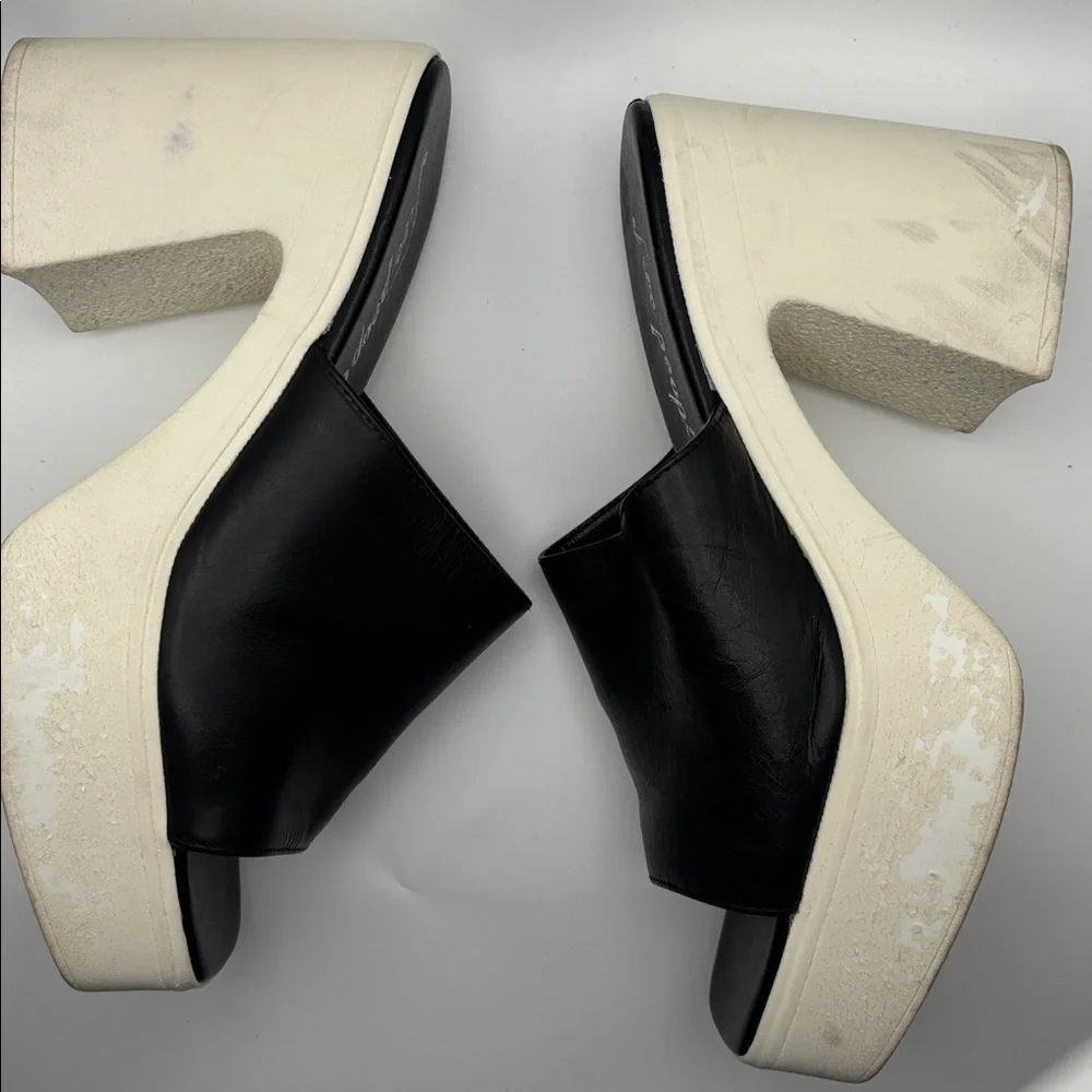 Free People Black and White Platform Mules - 39.5=9